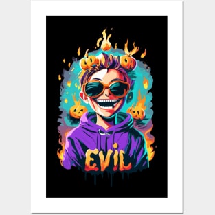 Evil halloween pumpkin boy Posters and Art